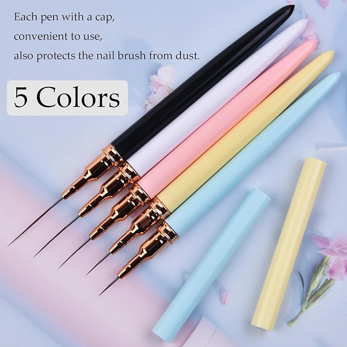 11pcs Nail Art Brushes, Nail Art Liner Brush Set, Dotting Tools, Drawing Pen, Striping Brushes for Long Lines, UV Builder Gel Brush Manicure Design Set