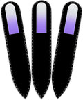 Mont Bleu Rainbow Crystal Nail File in Black Pouch - Small - Purse Size - Czech Tempered Glass - Handmade in Czech Republic - Nail Care Gift Set