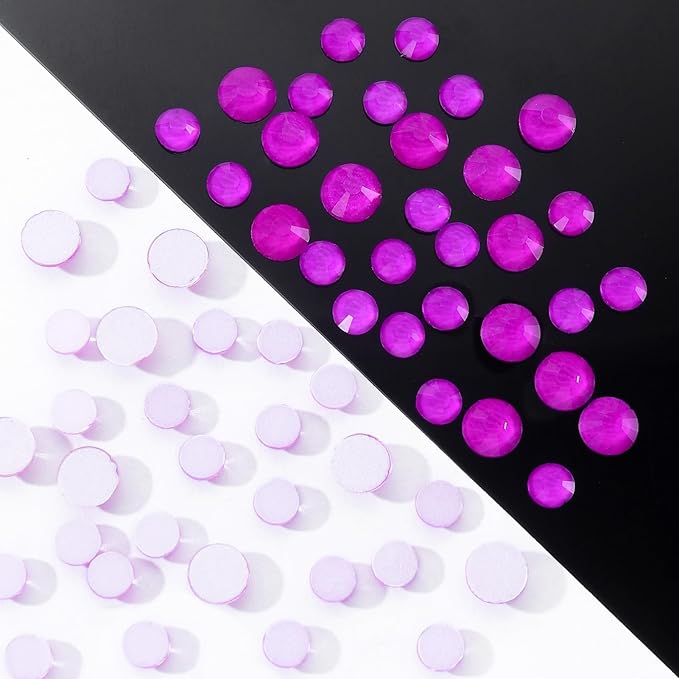 Neon Purple Flatback Rhinestones, Glass Rhinestones for Nail Art and Craft, Glue Fix, Loose Crystal Gemstones(Neon Purple, SS20, 1440pcs, 4.6-4.8mm)