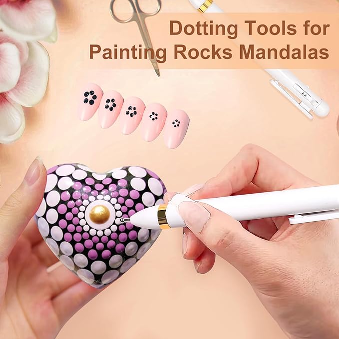 HJ Nail Dotting Pen Ballpoint Design Nail Art Kit with Tip Dot Paint, White-NAT248