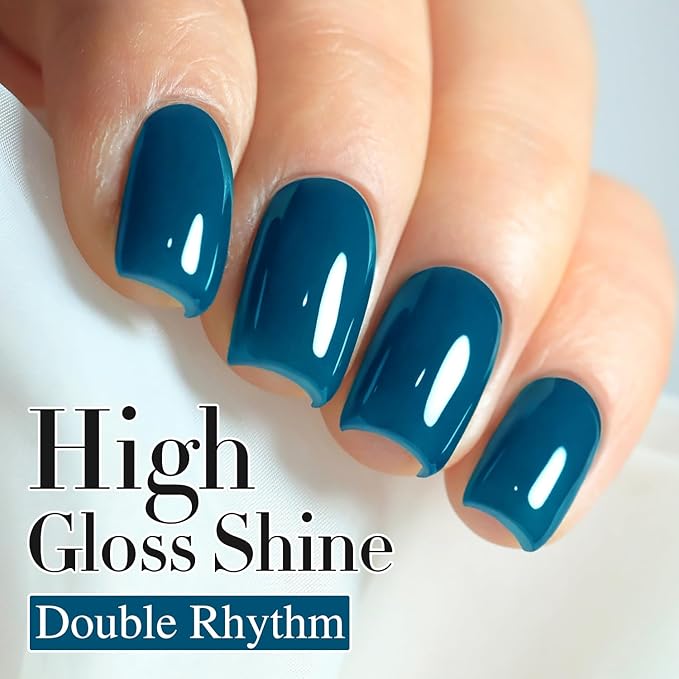 Double Rhythm Gel Polish 15ML Jelly Sheer Pastel Light Milky Color Pearl White Bottle 1 PC 0.5 OZ Full Size Nail Art Salon at Home (Lake Blue-D1458)
