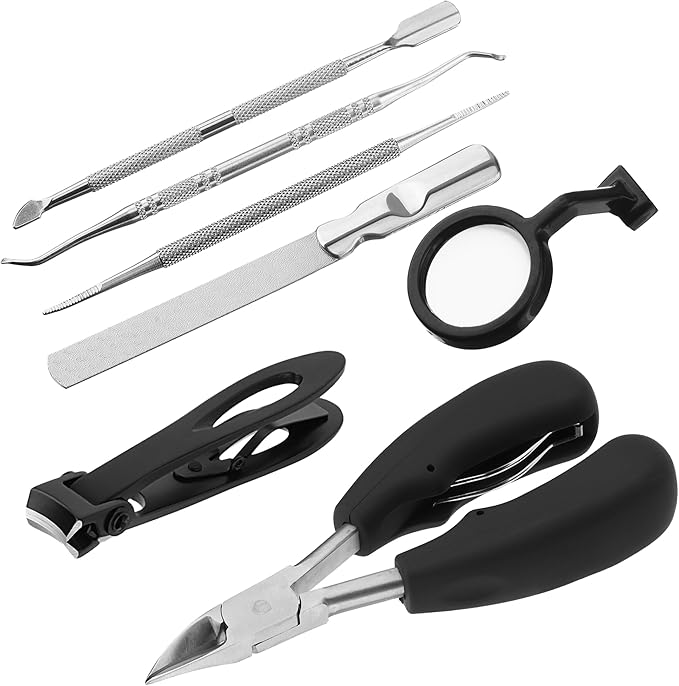 Navaris Thick Nail Clipper Set for Ingrown Nail - Precise Large Heavy Duty Nail Cutters for Ingrowing Thick Toe Nails - Ingrowing Toenail Tools & Clippers Kit - with Storage Bag