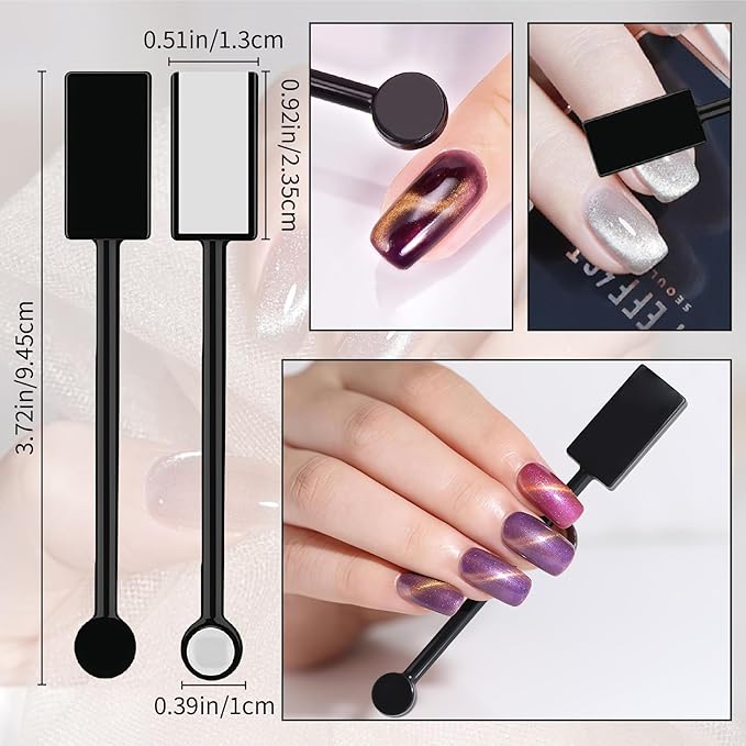 Cat Eye Magnet for Nails Set:15PCS Cateye Gel Nail Polish Magnet Wand , Polish Cateye Magnetic for Nails, Cat Eye Magnetic Sticks Nail Art Design Tools