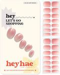 Heyhae Semi Cured Gel Nail Strips | No LED Lamp Needed | Glitter, Pink, Spring | Easy Apply & Remove, Salon Quality | Includes 28 Strips, 1 Prep Pads, Nail File & Wooden stick - Hey, Let's Go Shopping