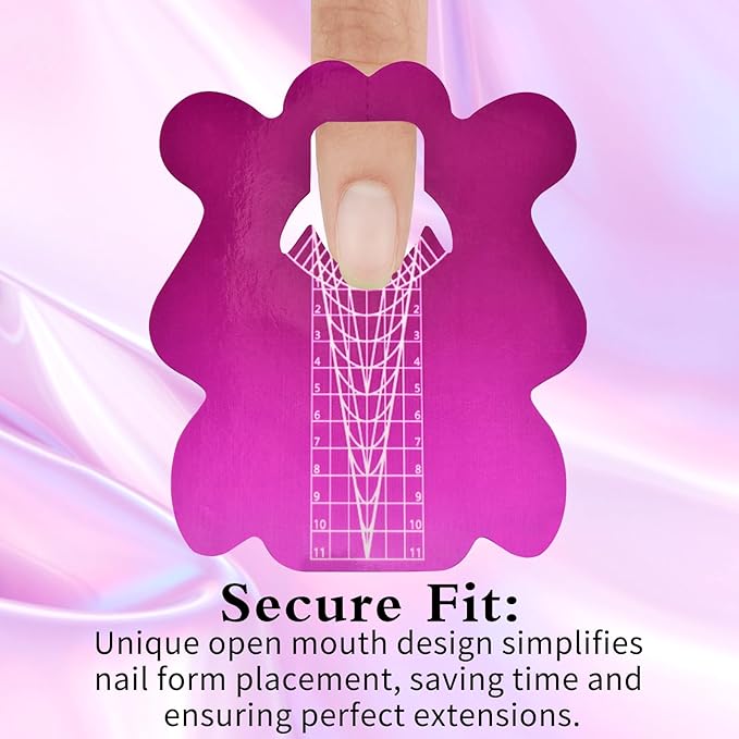 200pcs Nail Form Sticky Nail Forms for Builder Gel Reusable Sturdy Nail Extension Forms Nail Forms for Acrylic Nails Builder Gel Nail Forms, Self-Adhesive Paper Nail Forms Molds Builder NTF051-200pc