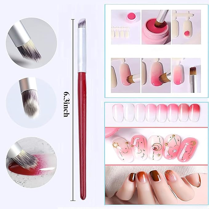 4Pcs Ombre Nail Brush For Nail Art Design Brushes Tools Reusable Nail Sponges Brushes Silicone Nail Ombre Brush Make Up Brush Uv Gel Silicone Brushes Pens For Nails Lip Eyeshadow Brushes