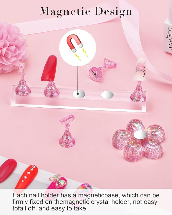 Nail Stand for Press Ons Magnetic Nail Tips Nail Holder for Painting Nails Fake Nail False Nail Design with Reusable Adhesive Putty Practice Nail Art Tools for Home Salon DIY Beginner Supplies