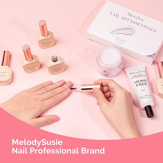 MelodySusie Top Coat Base Coat Nail Dehydrator and Primer Set Long Lasting Shine Nail Polish Art Design Manicure Kit Perfect Gifts for Women Girls 4 Pcs 15ml Clear