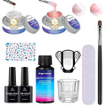 Hard Gel Builder Gel for Nails Strong Durable Hand Nude 3D Sculpting for Nail Extension 2oz (clear&pink, 1fl.oz*2)