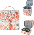 Nail Polish Organizer Aesthetic Nail Organizers and Storage, Bow Nail Supplies Kit Organizer Travel Carrying Case for Manicure Tools (Floral I, 2 Layer)