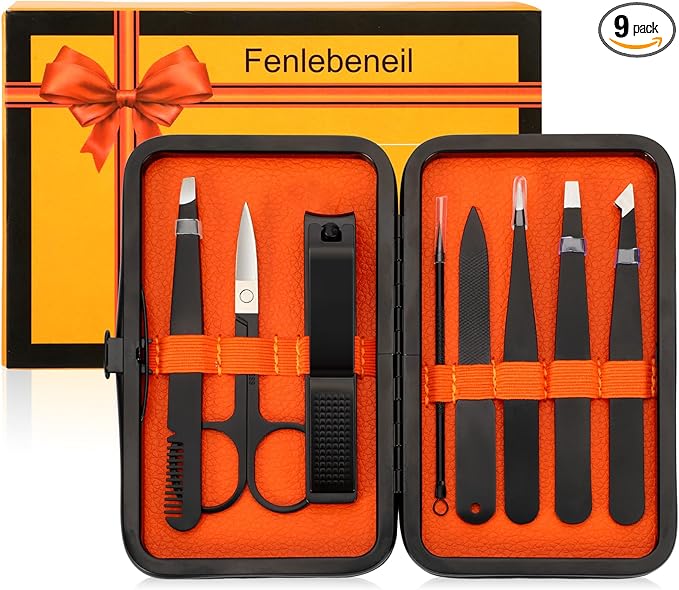 Tweezers Set,Precision Tweezers for Eyeborw Facial Hair Ingrown Hair Splinter Removal,Tweezers and Nail Clippers Set,Travel Nail Clippers Kit with Tweezer,Grooming Kit,Stocking Stuffing Gifts