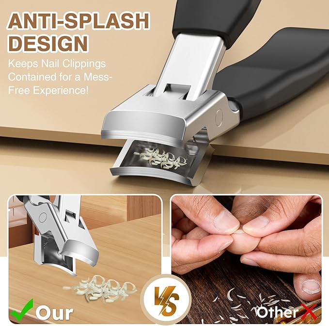Upgrade Large Toenail Clippers for Thick Nails for Seniors Long Handle, Ultra Sharp Precision Nail Clippers for Men, Curved Wide Jaw Opening Fingernail Clippers with Catcher Nail Cutter for Women