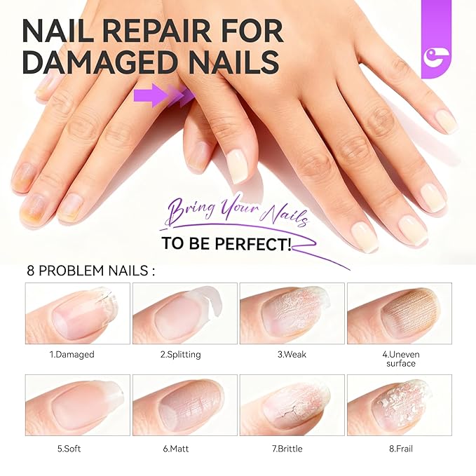 Nail Hardener Extra Strong and Growth: Milky Apricot 15ml Natural Nail Polish Strengthener and Growth for Damaged Nails - 6 in 1 Nails Repair for Housewives Working Women Manicure Home Salon Daily Use