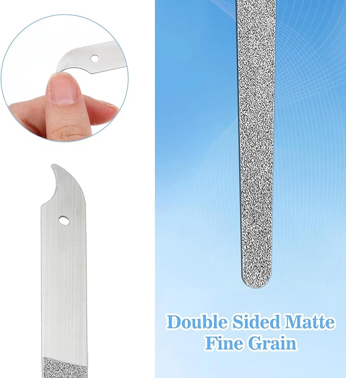 6 Pcs Diamond Deb Nail File for Natural Nails Double Sided Stainless Steel Metal Nail Files with Sharp Pointed Tip for Natural Nails, Professional Manicure Pedicure Tools for Women Men Salon Home