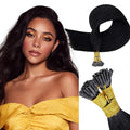 RUNATURE I Tip Hair Extensions Human Hair, Jet Black Pre Bonded Itip Hair Extensions for Women Real Hair, Add Hair Volume, Can Be Curled, Easy to Maintain, 16 Inch 50G 100 Strands #1