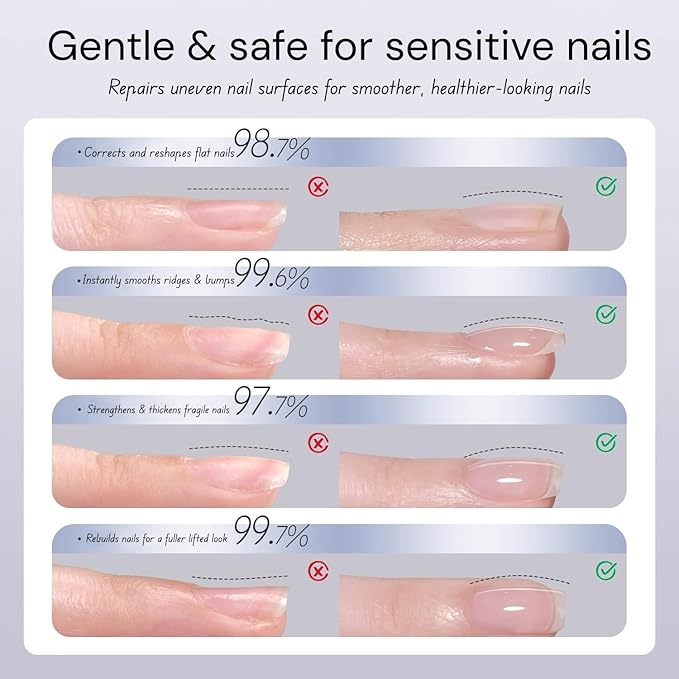 Rubber Builder Base Gel, Hema Free TPO Free Strengthening Gel for Nails Nude Pink 10ml, LED UV Curing Needed, Salon Nail at Home Manicure