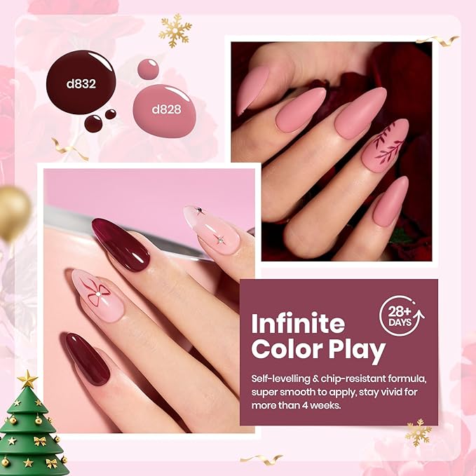 Beetles Purple Gel Polish Set - 6 Color Spring Purple Burgundy Maroon Mauve Plum Gel Polish Kit, Soak Off UV LED Nail Gel for Autumn Manicure Nail Art Gifts for Women