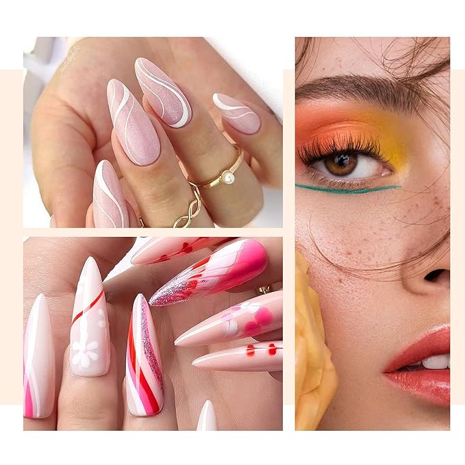 5PCS Wooden Nail Art Brush - Liner Brush For Nail Gel Fine Drawing,Thin Liner Nail Brush Set Size 5/8/11/15/20mm Striper Brushes Set Christmas Gift for Women