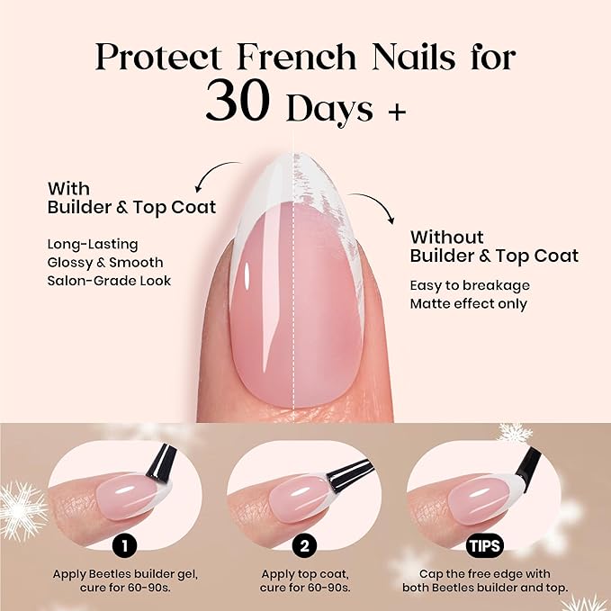 Beetles X Press Red French Tip Press On Nails - Rouge French | 5 Colors Short Almond Press On Nails Valentines | 16 Sizes 160 Pcs Natural Salon Quality For Valentines Nails
