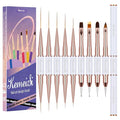 Nail Art Brush Set, 9PCS Double-Ended Acrylic Liner Brush Dotting Pen for Gel Polish, Nail Design Tools for Professional Manicure DIY Home Salon