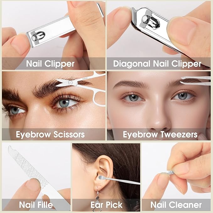 Manicure Set Nail Clippers Grooming Kit for Women Mens Travel Essentials Pedicure Tools for Feet Nail Care Kit Gift Sets Foot Care Boyfriend Stocking Stuffers for Mens Gifts Ideas