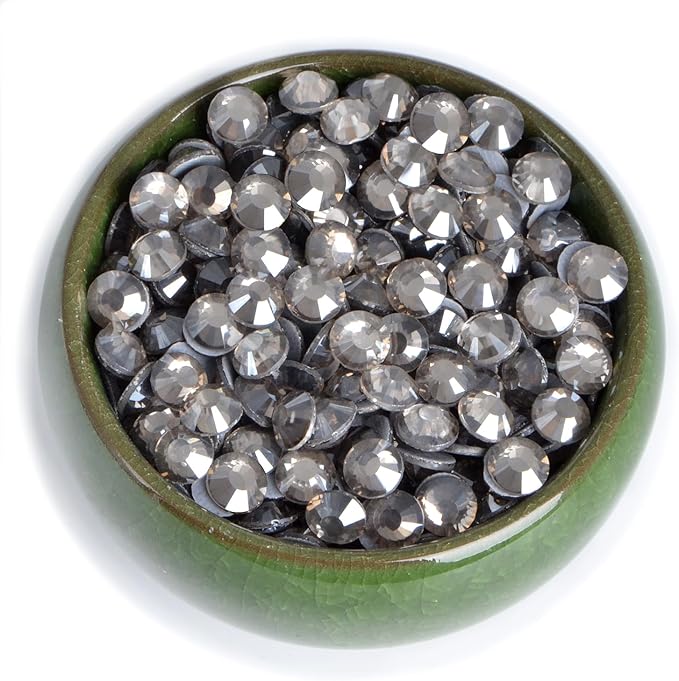 NCB 2880pcs Hotfix Rhinestones, Round Flatback Crystal Glass Hot Fix Rhinestones for Crafts Clothes Shoes Shirts Caps Decoration (Black Diamond, SS6 2mm)