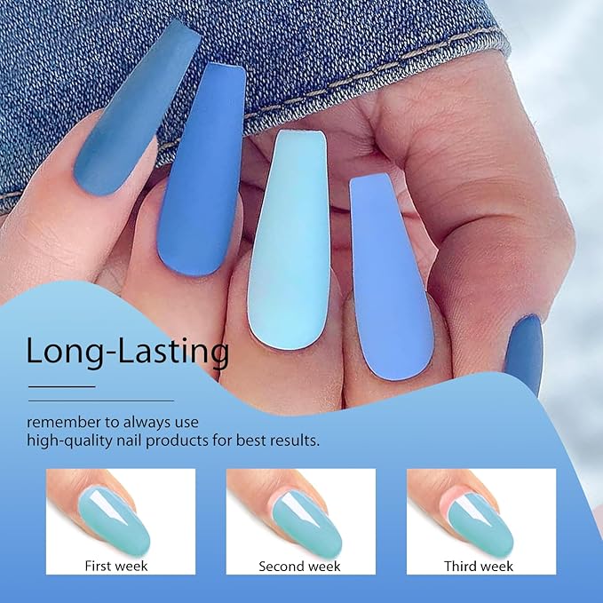 MTSSII Gel Nail Polish Set, 8 Colors: Baby Blue, Navy, Sky Blue, Purple Gel Nail Art Design DIY Salon Manicure for Women