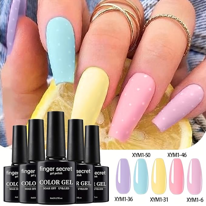 60Pcs Gel Nail Polish Set, 55Colors Nail Painting Art DIY Four Seasons, 8ml each Lasting and Durable Soak Off UV Gel Nail Polish Kit Ideal Perfect Nails for Nail Salon Home