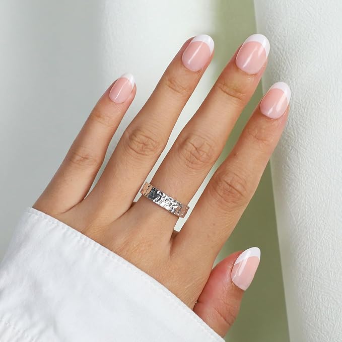 Anyos French Tip Press On Nails-300Pcs Short Oval French Gel Nail Tips,No File Need Tips Pre-Designed,Fake Nails for Nail Art DIY 15Sizes(Deep Nude)