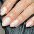 UNA GELLA White Press On Nails Short: Almond Soft Gel Press Ons Kit with Nail Tips Glue on Nails, 16 Sizes - 32 Reusable Fake Nails Kit, Milky White