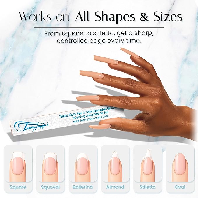 Tammy Taylor 180 Grit Emery Boards for Natural Nails, 100/180 Limas para Uñas, Professional Finger Nail Files for Women, Manicure Tools, Salon Art Supplies & Accessories, Disposable Fingernail File