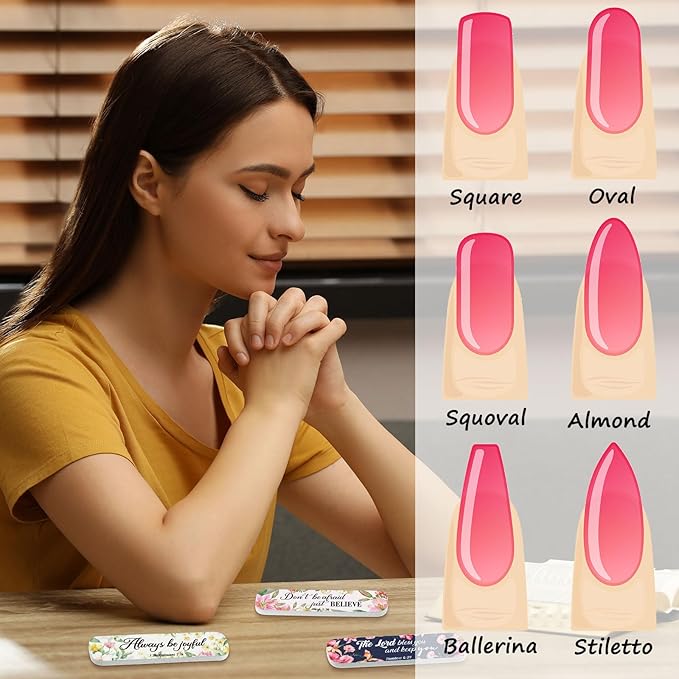 200 Pcs Christian Bible Verse Nail Files Gift for Women Religious Scripture Nail Emery Boards Colorful Floral Buffering Files Scripture Manicure Tools Easter VBS Gift(Bible Gentle Style)