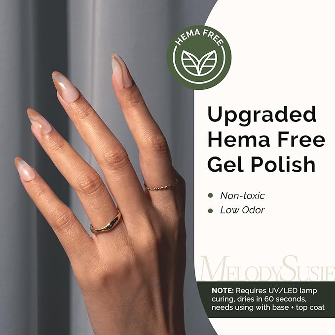 MelodySusie Hema Free Gel Nail Polish, 0.5 Fl Oz Thick Nude Orange Gel Polish, Non Toxic, Long Lasting, Soak Off UV Nail Polish, Manicure Nail Design Salon DIY Nail Art at Home 175