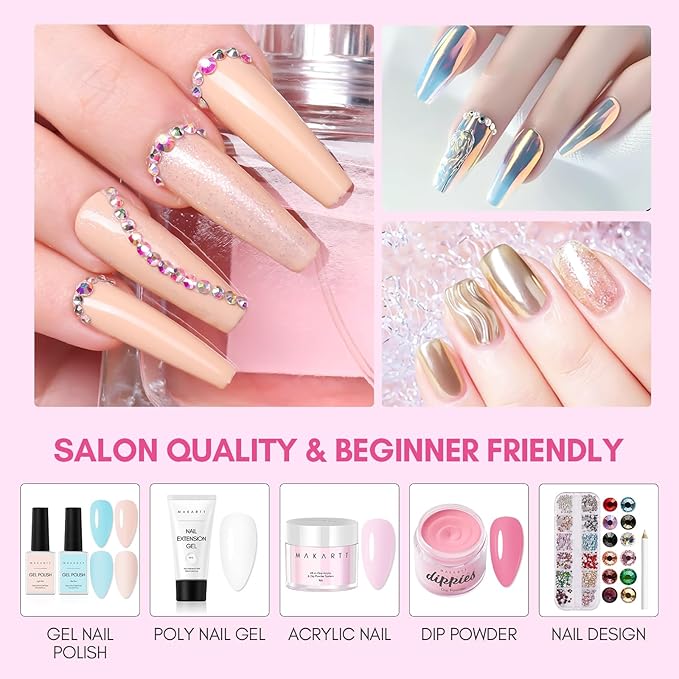 Makartt Hard Gel Top Coat: 3-in-1 Nail Polish Soak-off UV Gel Glossy Finish Long Lasting for Nail Strengthen Nail Charms Rhinestone for Home Salon Manicure Use