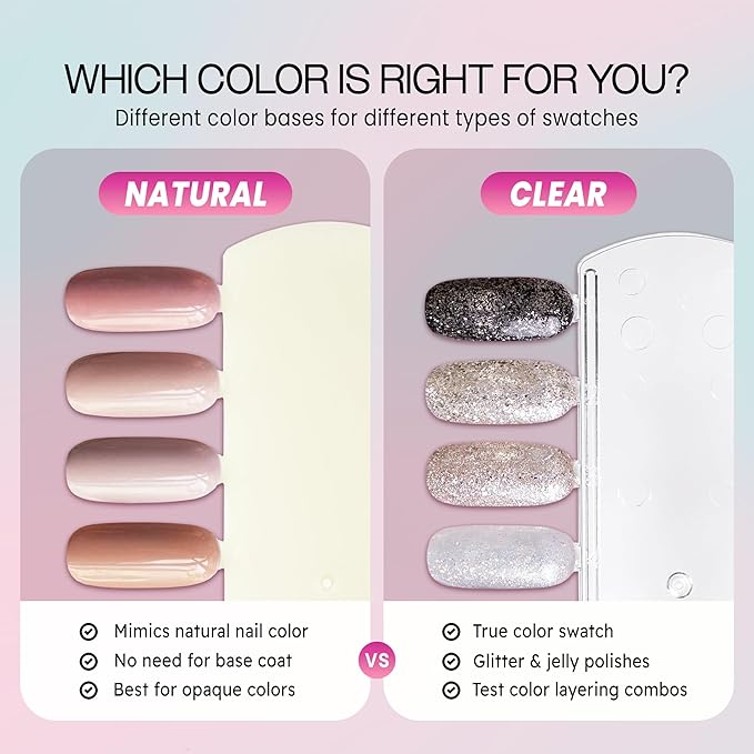 10 Palettes Beauticom 36 Nail Tips Display Board for Nail Art Design Pattern Practice and Swatch Nail Polish Colors (36 Tips Palette (Clear), 10 Pieces)