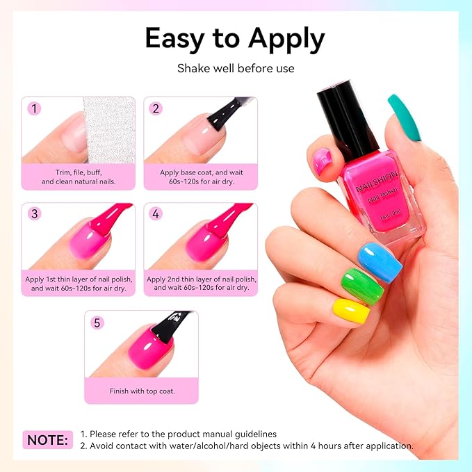 Nail Polish 10ml 16 Colors Rainbow Air Dry Regular Nail Polish Set with Base Top Coat & Remover Pads| White Red Classic French Fingernail Polishes Non-gel Bulk Gift for Nail Art Lovers