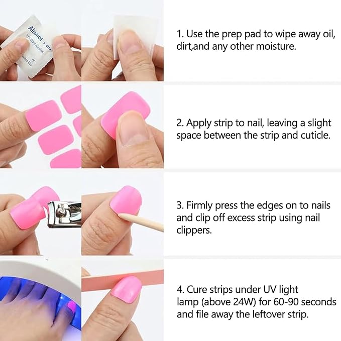 Dark Green Semi Cured Gel Nail Strips French Tip 20Pcs Clear UV Gel Nail Stickers Glossy Nails Polish Strips UV/LED Light Needed Self Adhesive Full Polish Nails Wraps for Women
