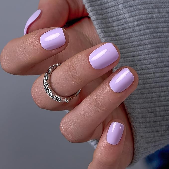 CurvLife Soft Gel Press On Nails Square, Long-Lasting 30Pcs Reusable Stick On Fake Nails Kit with Glue Tabs, Glossy Salon-Style Manicure for Women Teens Beginners, At-Home (Sweet Aura)