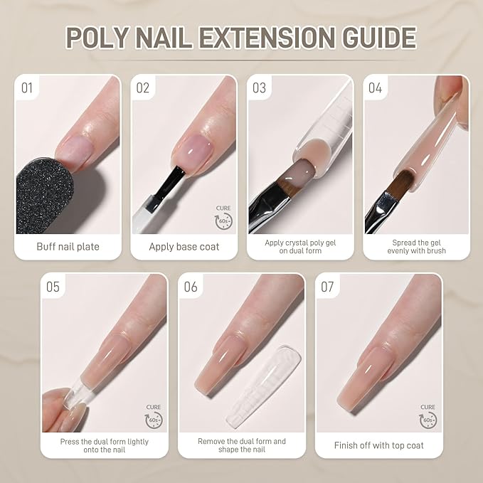 GAOY Watery Crystal Poly Gel for Nail Extensions, 30g Nail Builder Gel, Thin Viscosity, Easy Application & High Hardness, Nude Skin Tone 02