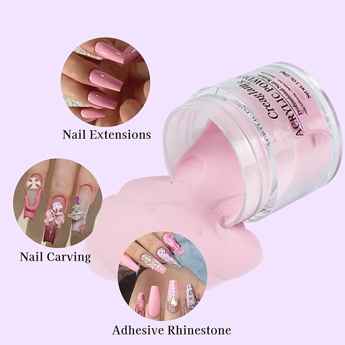 Super Nail Acrylic Powder: 3 Pcs 28g Cover Pink Polymer for 3D Art Carving French Extension - Clear Dark Pink Professional - No Need Lamp