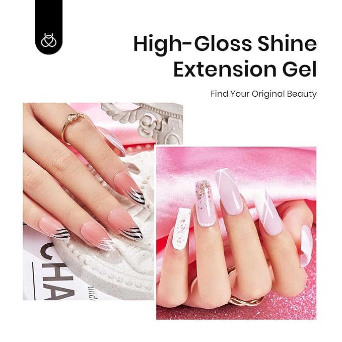 Beetles Gel Polish Poly Nail Gel Nail Kit - 6 Colors Poly Nails Extension Gel with Mini Led Lamp Kit ,Spring Nude Clear Pink All In One Starter Kit Builder Jelly Manicure Enhancement Women Gifts