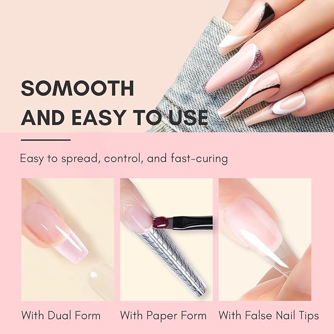 Makartt Hema-Free Poly Nail Gel：Builder for Extension and Strengthener, Tender Nude Pink, 50 ML, Strong and Half Solid Texture, Long-Lasting and Easy to Use Manicure Supplies-Peachy