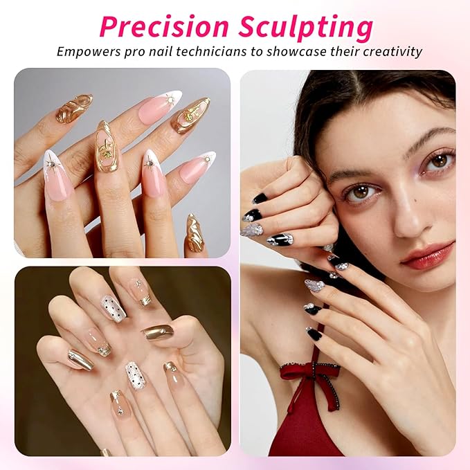 3Pcs Sculpting Nail Tools for Nail Art, Dual-Head 3D Gel Advanced Nails Art Sculpture Pen, Nails Dotting Tool Fingernail Polish Design for Salon Home DIY
