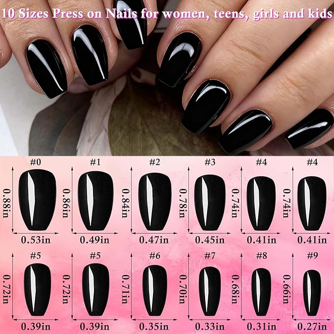 LoveOurHome 576pc Coffin Press on Nails Short Fake Nails Full Cover Colored Artificial Fingernails Ballerina False Acrylic Nail Tips 24 Glossy Colors Press on Nails for Women Girls