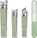 DUCOO Nail Clipper Set, 4 PCS Ultra Sharp Nail Clippers for Men, Women, Adults Toenail Fingernail Clippers, Stainless Steel Nail Cutter & File, Green