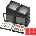 Press On Nail Packaging Boxes 3D Floating Press On Nail Storage Box Nail Display Box with 60pcs Double Sided Adhesive Nail Display Tape for Nail Tech (Black, 3.5 inch)