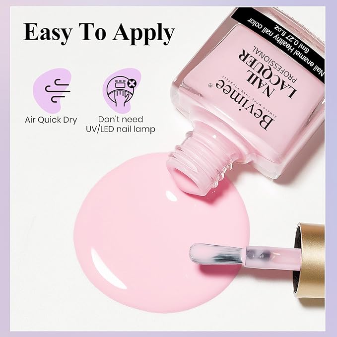 Nail Polish Set 6 Colors Pastel Quick Dry Nail Lacquer Sheer Pink, Purple, Blue, Nude Fast Dry Fingernail Polish Bulk DIY Salon Gift for Women Spring Summer Colors,8lm/0.27fl.oz