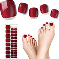 Semi Cured Gel Nail Strips – 32 Pcs Gel Pedicure Stickers - UV Nail Wraps for Toenails, Easy Application, Long Lasting, Salon Quality & UV Light Required - Red Wine P
