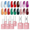 YTD Likomey Color Changing Gel Nail Polish 6 Colors with Base and Top Coat Kit,Fall Winter Mood Temperature Change Colors Red Green Blue Ombre Thermal Manicure UV Color Gel Set,8 Pcs 7.5 ml