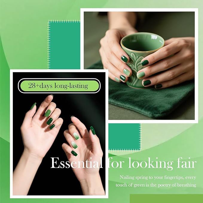 CAMILA ¿ 6pcs 15ml Hema Free Tpo Free Gel Polish Set Green Gel Nail Polish Kit Soak Off Nail Gel Polish Manicure Salon For Women E Set